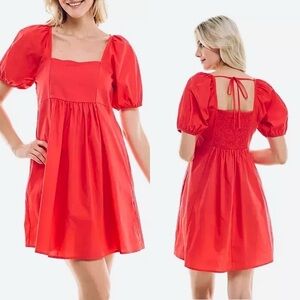 Draper James Ladies hibiscus Red Puff Sleeve Dress Size size Medium